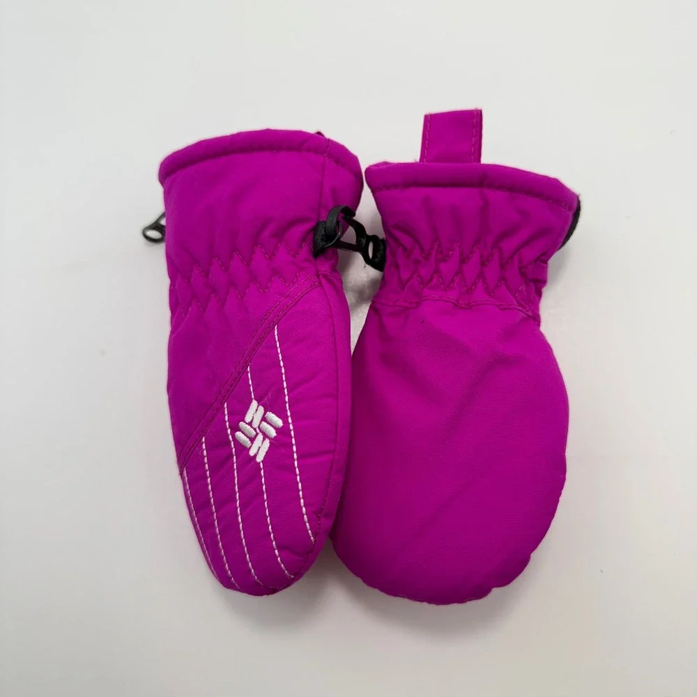 Columbia Infant Pink Fuchsia Zip Mittens One Size Fleece Lined Snow Mitts